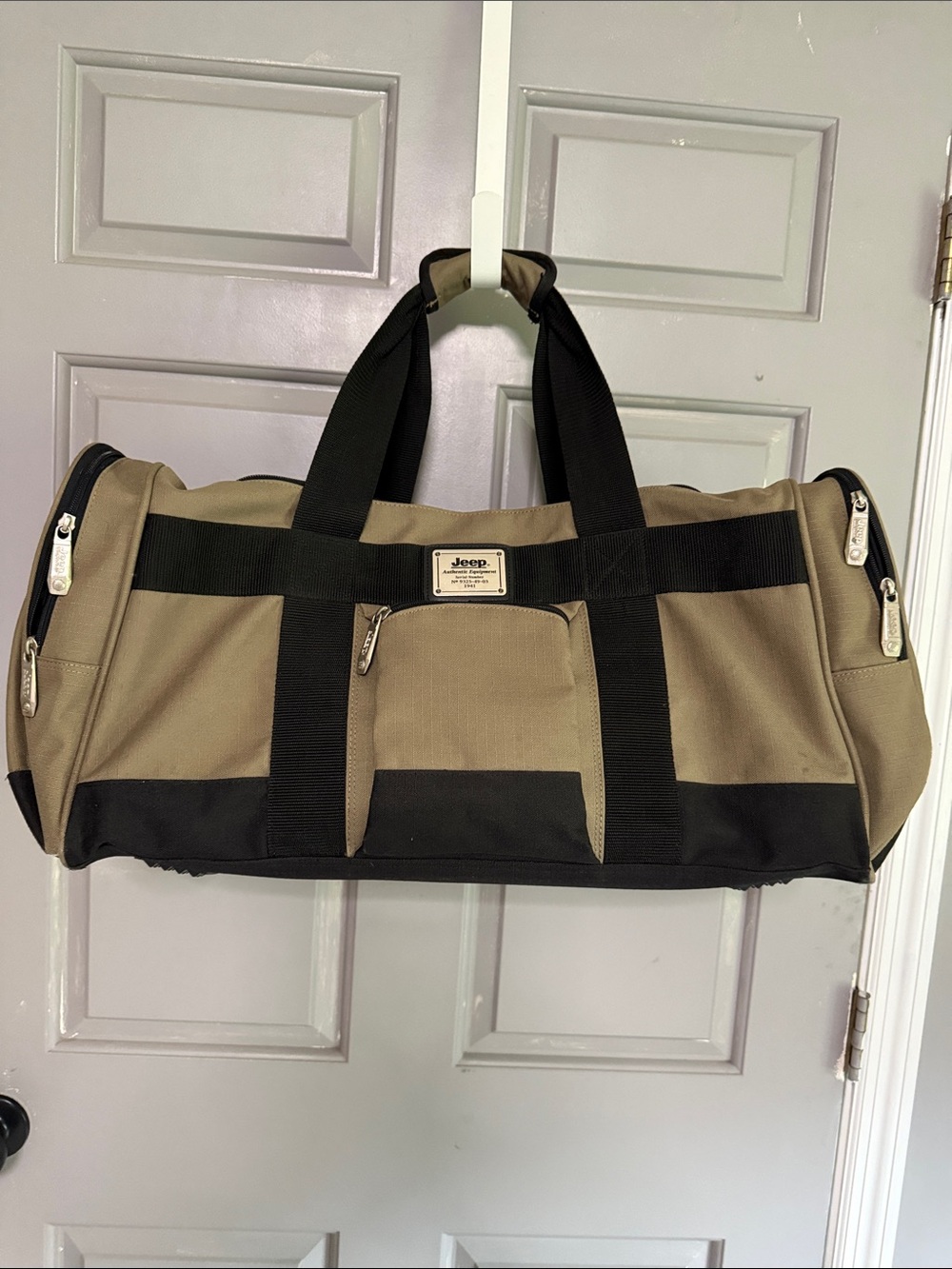 Jeep Canvas Duffel Bag in Tan and Black